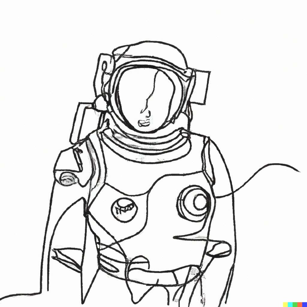 an astronaut, one-line drawing